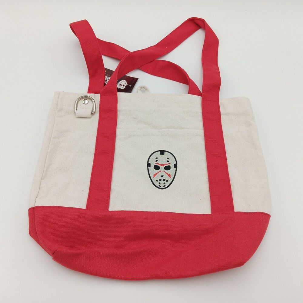 2026 Spirit Halloween Jason World White Red Mini Tote Bag
